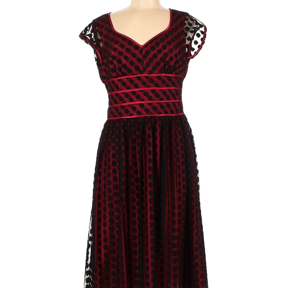 Coldwater Creek Red and Black Cocktail Party Dress Size 6